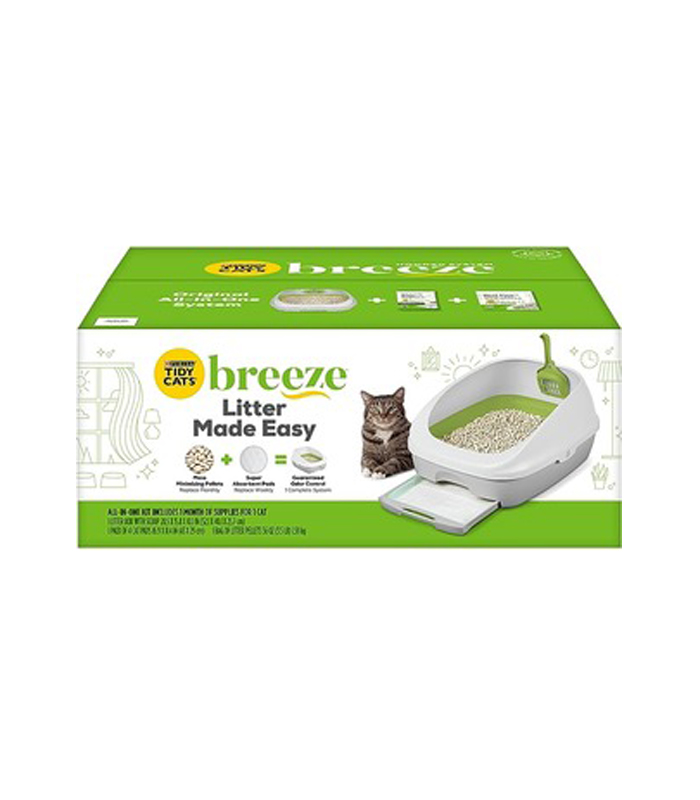 breeze Purina Tidy Cats Litter Box System, BREEZE System Starter Kit Litter Box, Litter Pellets & Pads