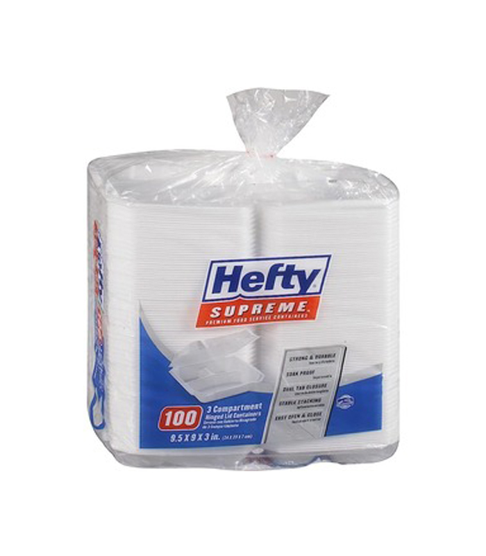 hefty-2 Hefty Hefty Foam Compartment 9″ Hinged Lid Tray (100Count)