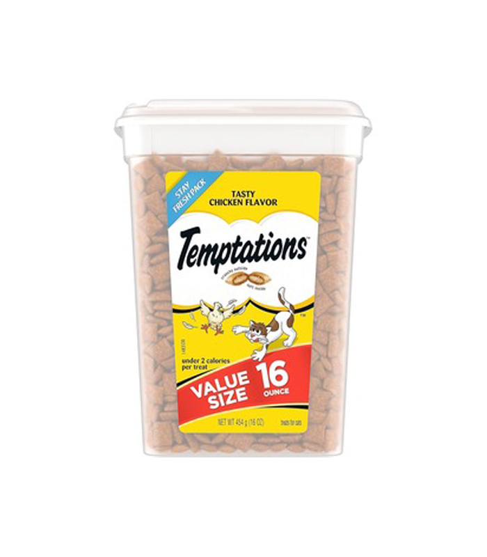 temptation TEMPTATIONS Classic Crunchy and Soft Cat Treats Tasty Chicken Flavor, 16 oz. Tub