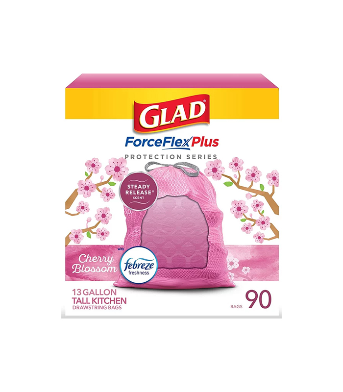 Untitled-501 Glad Force Flex Plus Tall Kitchen Drawstring Trash Bags | 13 Gal | Febreze Cherry Blossom