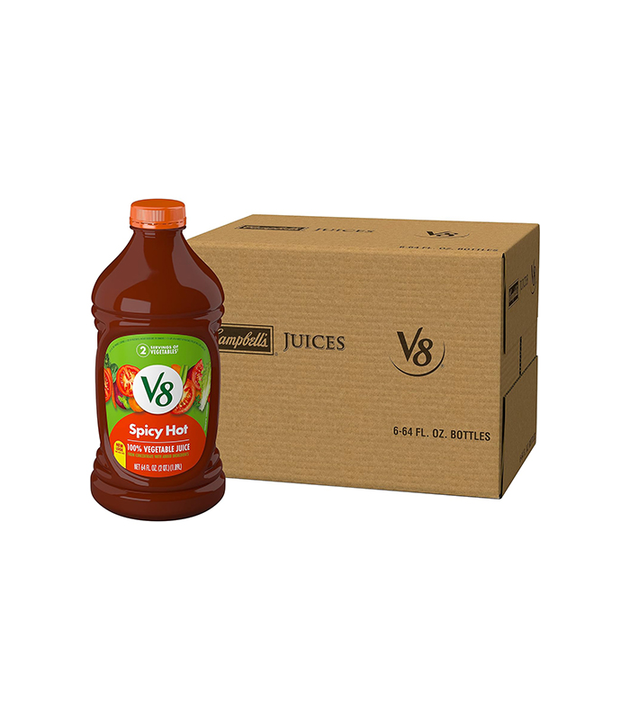 Untitled-73 V8 Spicy Hot 100% Vegetable Juice | 64 fl oz Bottle (Case of 6)